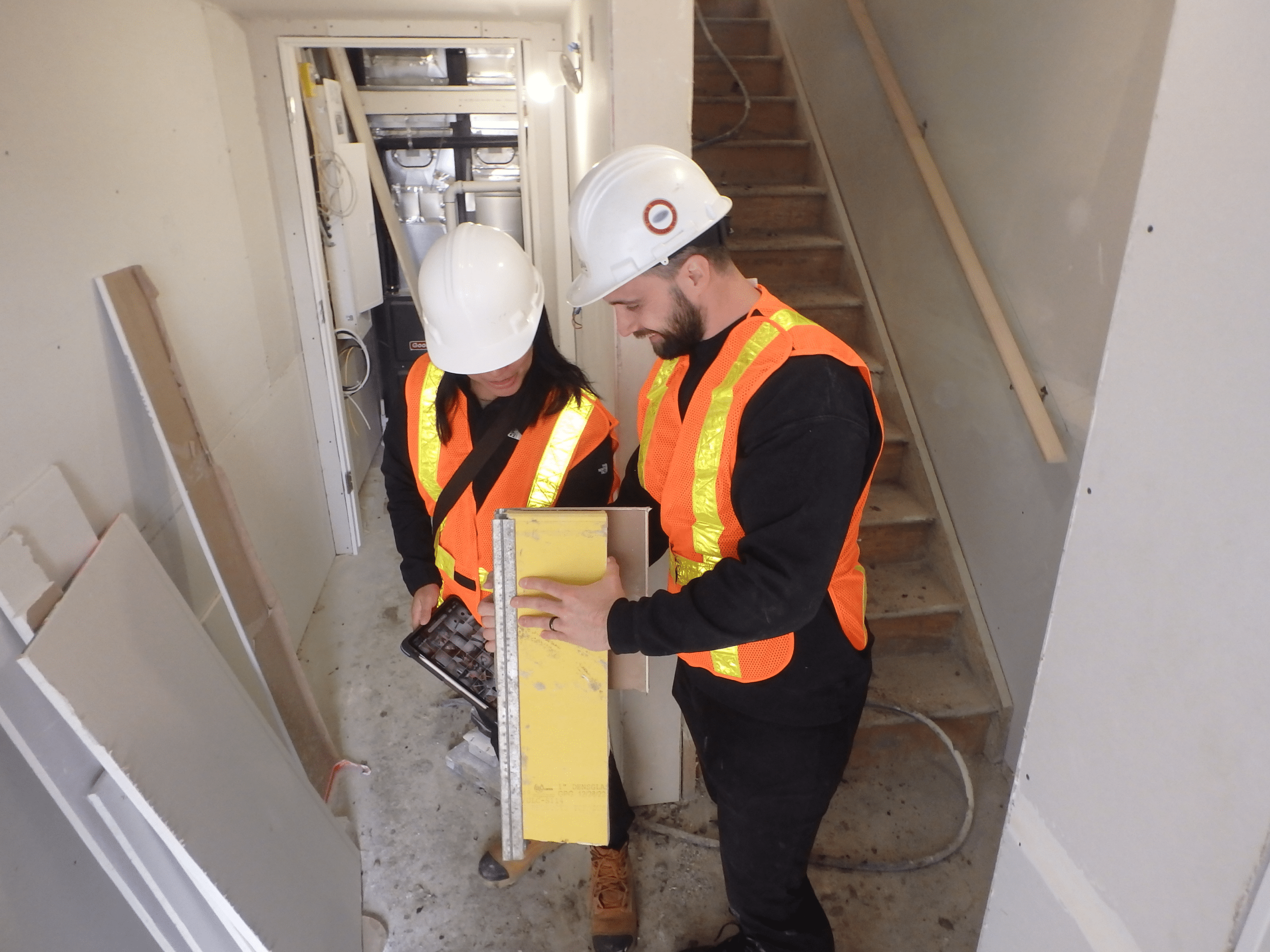 Chris Tritter, Calgary Home Inspector explaining a Construction Assembly On-Site